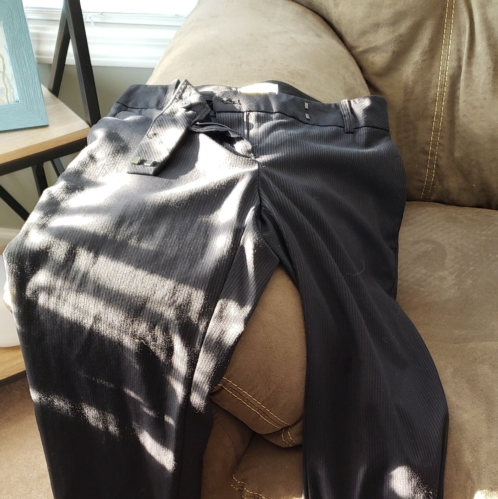 Black pinstripe dress pants